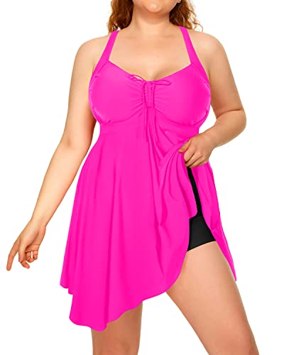 Flattering Ruched Plus Size Two Piece Swimdress Beach Cover Up Dresses –  Daci