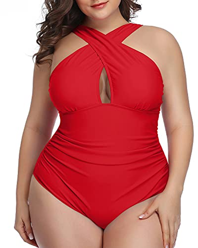 Trendy Tummy Control One Piece Swimsuits For Vacation-Red 18W / red3 Trendy Tummy Control One Piece Swimsuits For Vacation-Red 18W / red3