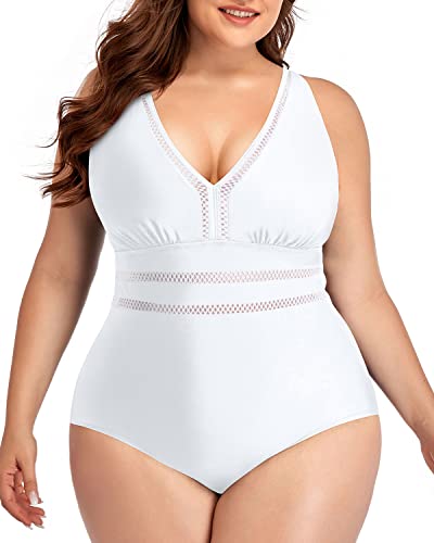Sexy Backless Plus Size Swimsuit V-Neck For Curvy Women-White XXL / white1 Sexy Backless Plus Size Swimsuit V-Neck For Curvy Women-White XXL / white1