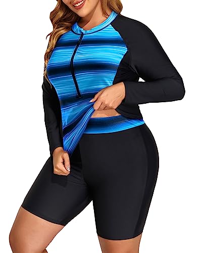 Plus Size Long Sleeve Rash Guard Swimsuits Upf 50