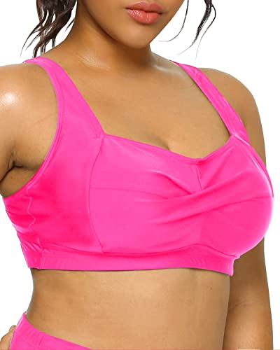 Plus Size Push-Up Bikini Top with Full Coverage Twist Front for Women