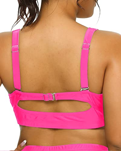 Plus Size Push-Up Bikini Top with Full Coverage Twist Front for Women
