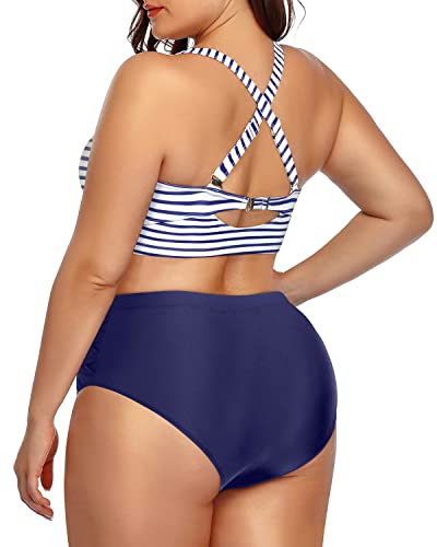 Flattering Lace Up Swimwear Plus Size High Waisted Bikini for Women