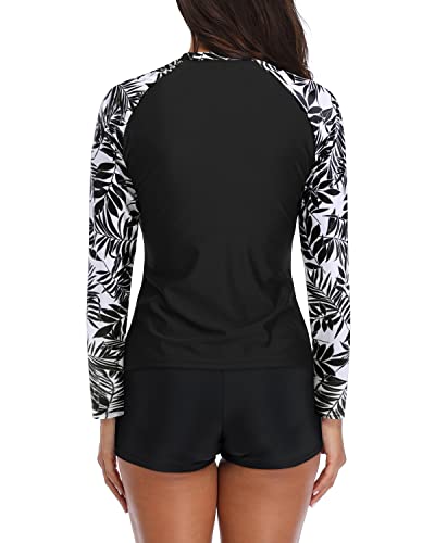Women's Two Piece Rash Guard Swimsuits with Long Sleeves UPF 50+ Swim Shirt