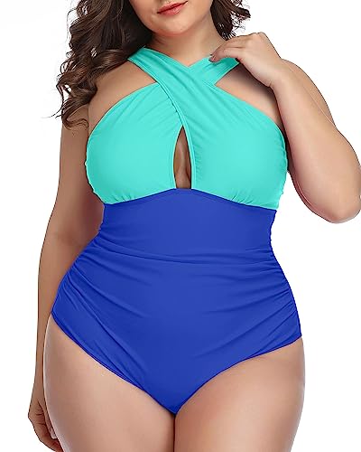 Front Cross Plus Size Keyhole One Piece Swimsuits