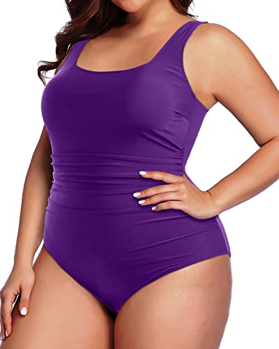 Daci Women's Plus Size One Piece Swimsuit - Backless, Tummy Control, Ruched Athletic Bathing Suit