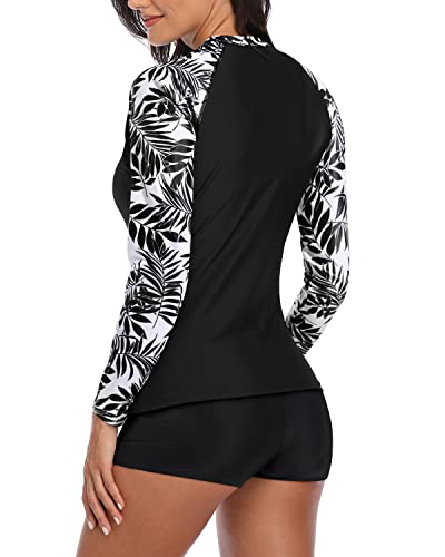 Women's Two Piece Rash Guard Swimsuits with Long Sleeves UPF 50+ Swim Shirt