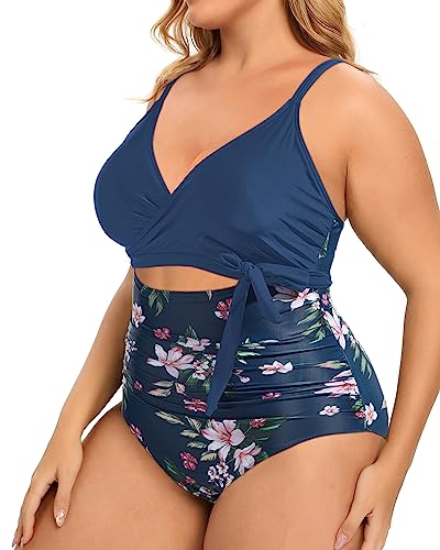Plus Size High Waisted One Piece Cutout Swimsuits