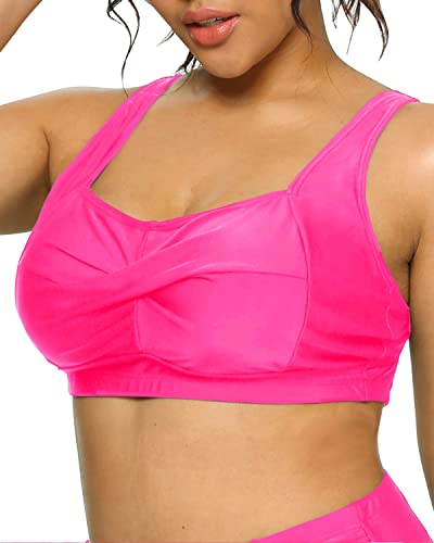 Plus Size Push-Up Bikini Top with Full Coverage Twist Front for Women