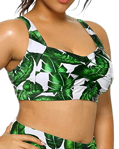 Plus Size Push Full Coverage Swimwear Twist Front Longline Bathing Suit Bra for Large Bust