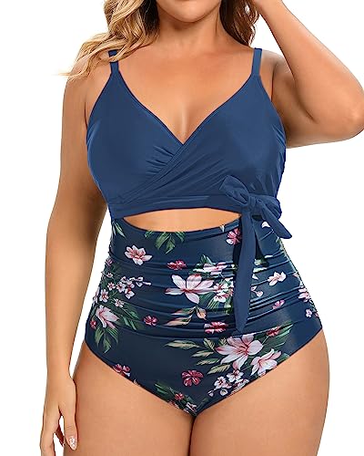 Plus Size High Waisted One Piece Cutout Swimsuits