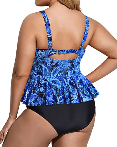 Women Two Piece Plus Size Swimsuit High Waisted Tummy Control Bathing Suit