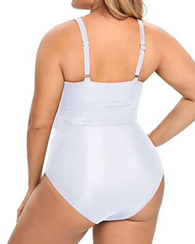 Waist-Enhancing High Waisted Tummy Control Swimwear-White