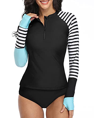 Tribal Zipper Swimsuit Rash Guard Set Boy Shorts For Women-Black Tribal