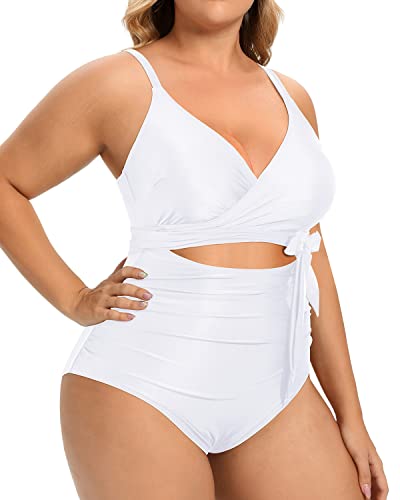 Waist-Enhancing High Waisted Tummy Control Swimwear-White