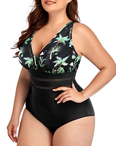 Daci Daci Plus Size One Piece Swimsuit For High Neck Plunge Mesh Cutout