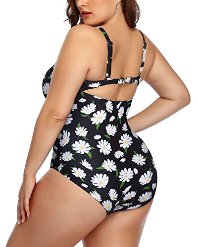 Modest Tummy Control Cutout One Piece Swimsuit For Women-Daisy