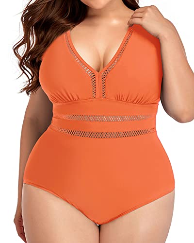 Skin-Friendly Built-In Bra Plus Size One Piece Backless Swimwear-Orange