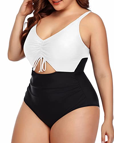 Chic And Modest Plus Size Bathing Suit For Women-White