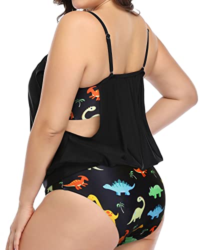 Maternity Swimwear Tankini Swimsuits Shorts Plus Size-Colorful Dinosaur