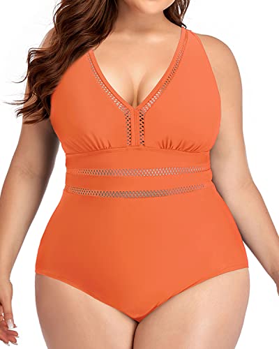 Skin-Friendly Built-In Bra Plus Size One Piece Backless Swimwear-Orange