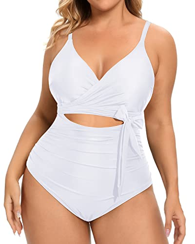 Waist-Enhancing High Waisted Tummy Control Swimwear-White